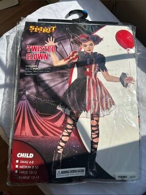 Spirit Twisted Clown Costume in Black and Red kids xl